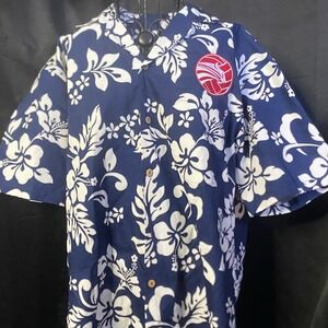 KY'S Made in Hawaii Floral Hawaiian Shirt Button Down Short Sleeve Navy‎